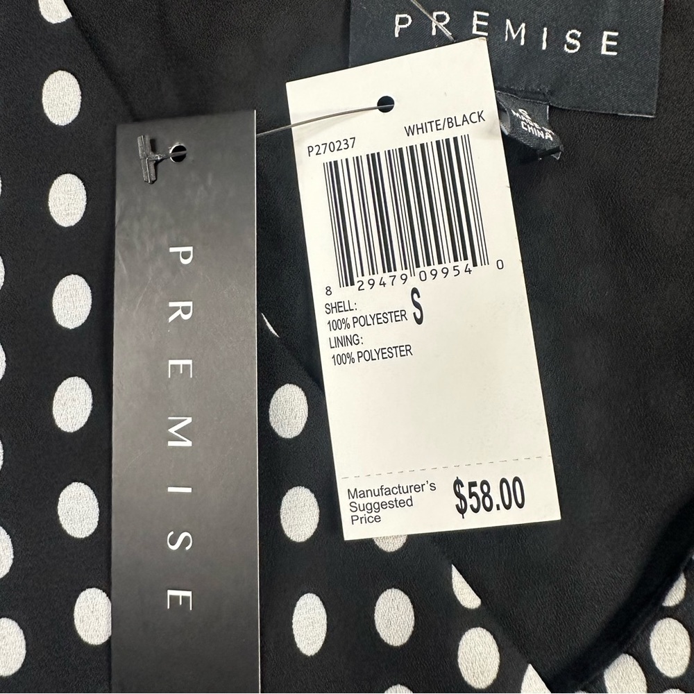 NWT Premise sleeveless Women’s Blouse Size Small White/Black - Picture 6 of 8